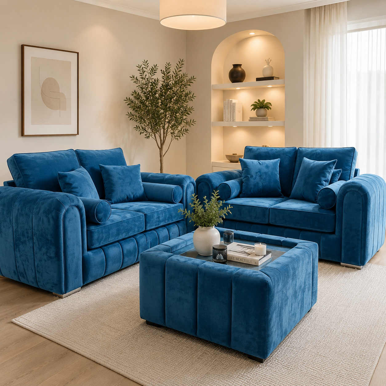 Lilly Fabric Sofa Set 3 + 2 Seater with Free Coffee Table | Modern Living Room
