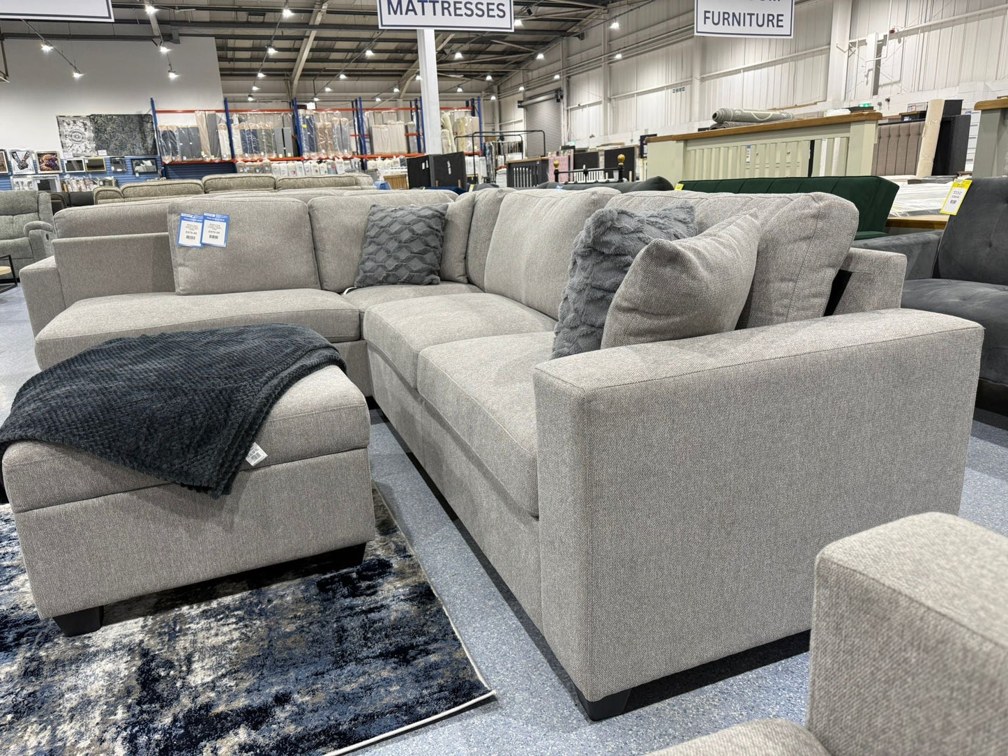 Nimbus Grey Corner Sofa & Footstool