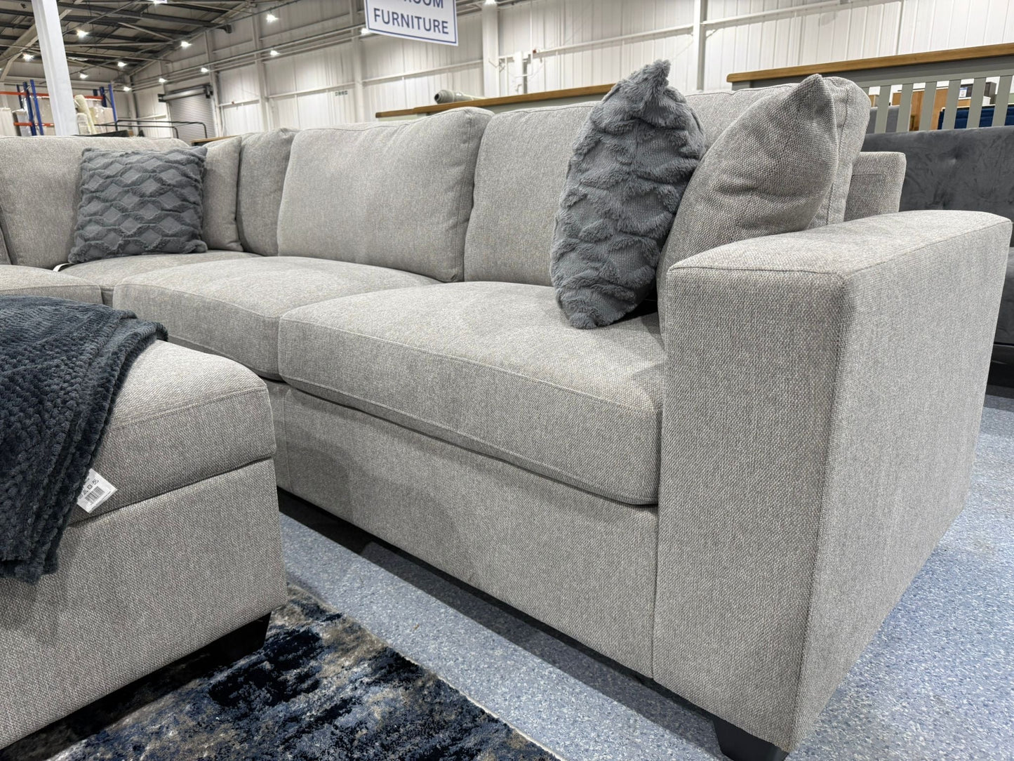 Nimbus Grey Corner Sofa & Footstool