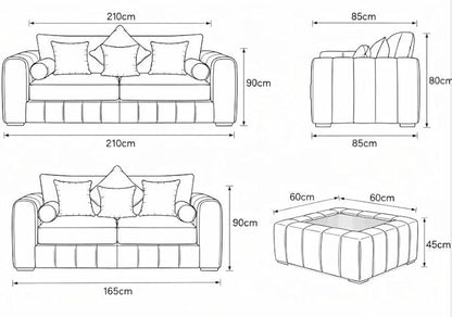 3+2 lilly Fabric Sofa Set with Free Coffee Table | Modern Living Room Sofa Set
