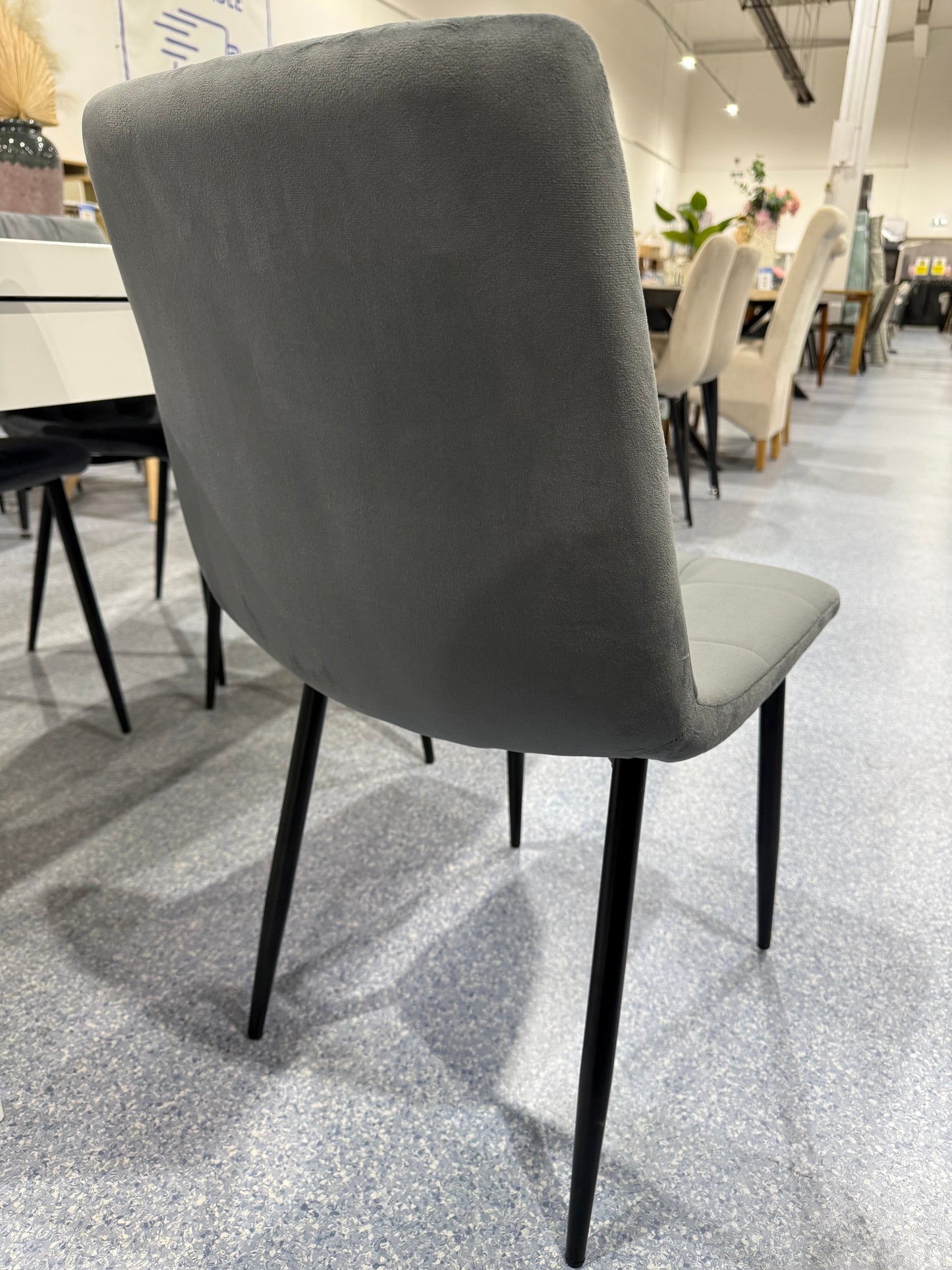 PAIR Elba Plush Grey Dining Chairs