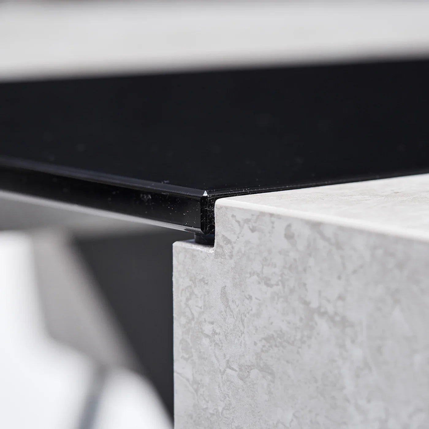 Light Grey Concrete Effect With Glass Dining Table