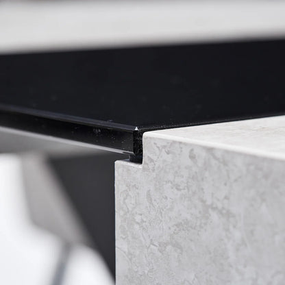 Light Grey Concrete Effect With Glass Dining Table