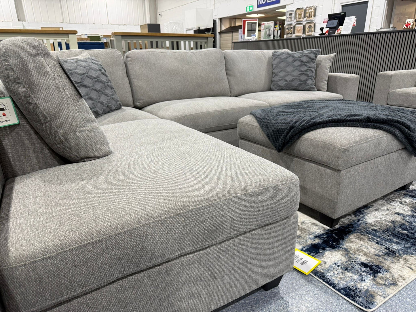 Nimbus Grey Corner Sofa & Footstool