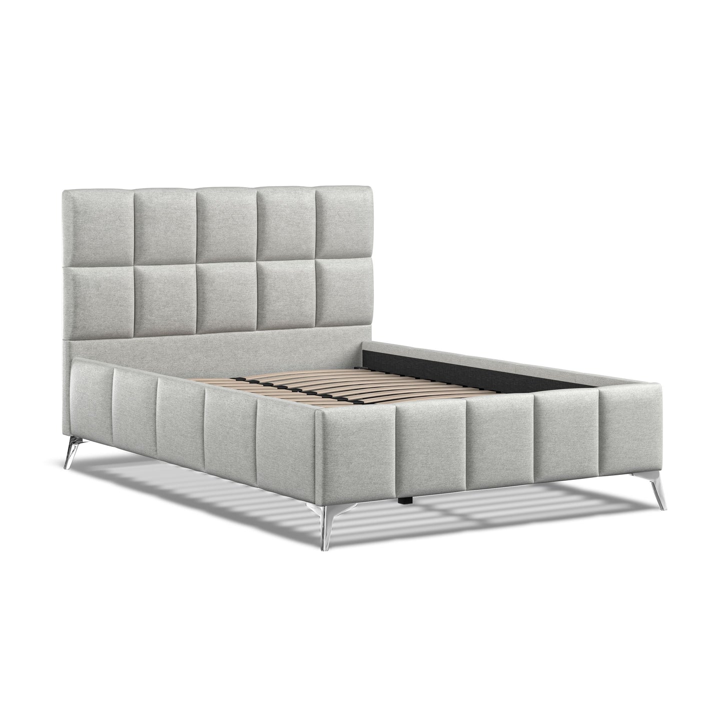 The Bed Collection Cube Grey Linen Bed Frame