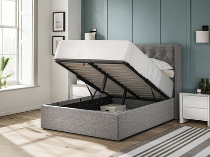 The Bed Collection Sleigh Dark Grey Linen Ottoman Bed Frame
