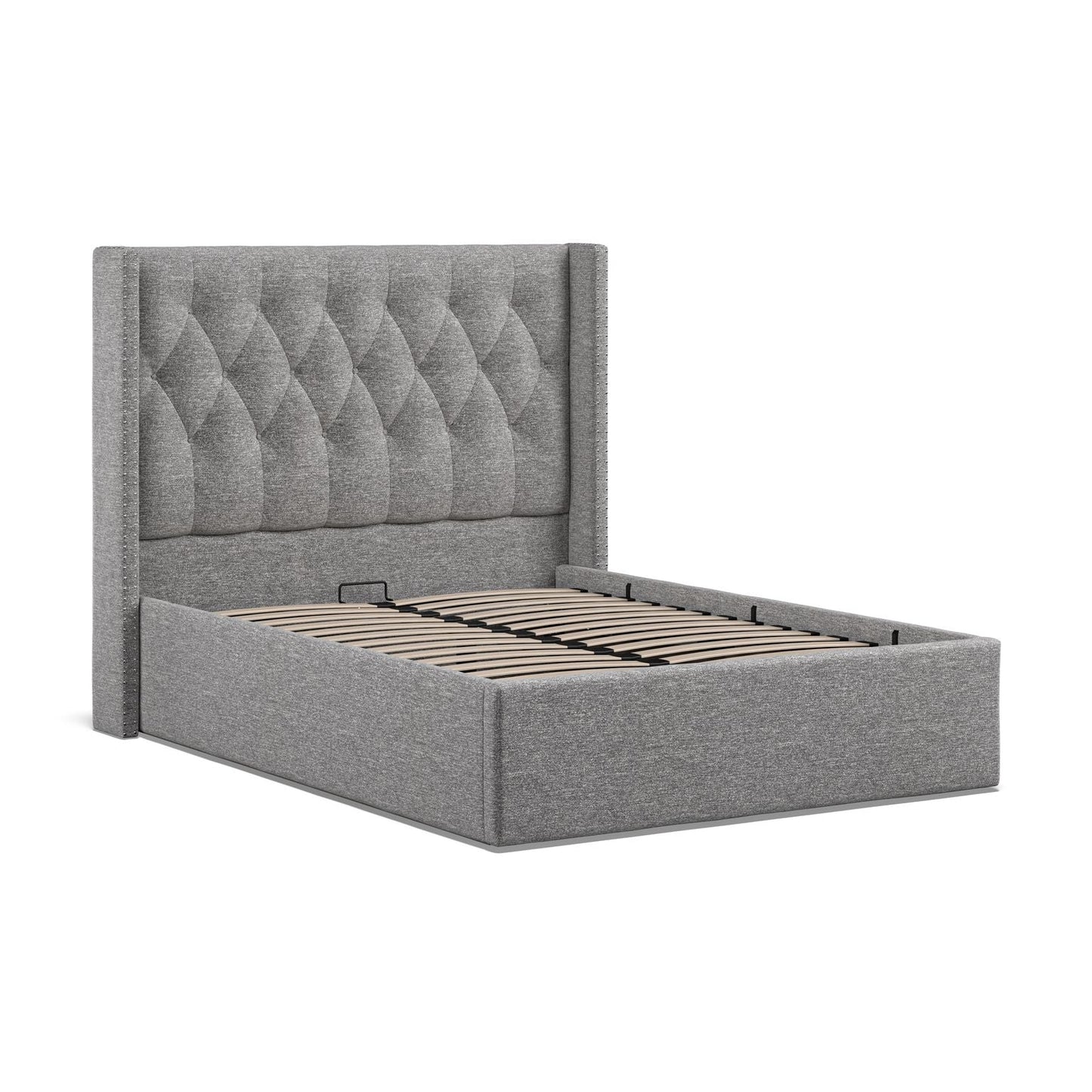 The Bed Collection Sleigh Dark Grey Linen Ottoman Bed Frame