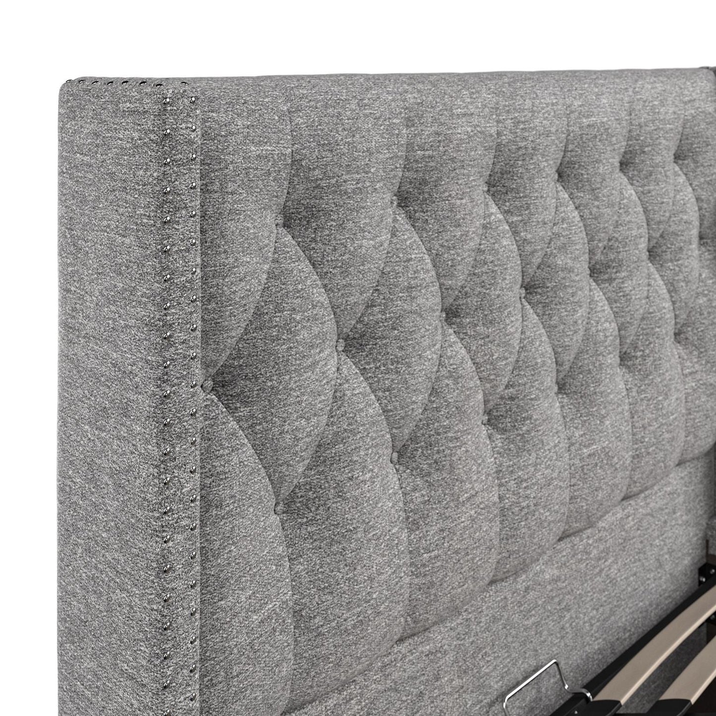 The Bed Collection Sleigh Dark Grey Linen Ottoman Bed Frame