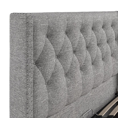 The Bed Collection Sleigh Dark Grey Linen Ottoman Bed Frame