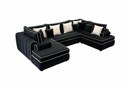 Lilly U Shape Sofa – Luxury Modern Fabric U Shaped Corner Sofa – Spacious Family Living Room Sofa