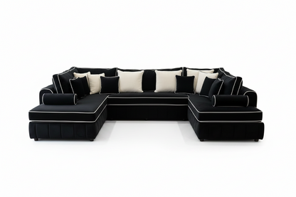 Lilly U Shape Sofa – Luxury Modern Fabric U Shaped Corner Sofa – Spacious Family Living Room Sofa