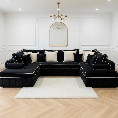 Lilly U Shape Sofa – Luxury Modern Fabric U Shaped Corner Sofa – Spacious Family Living Room Sofa