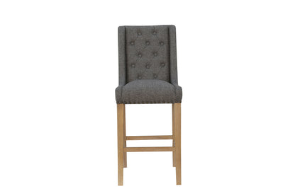 Dark Grey Buttoned Back Bar Stool