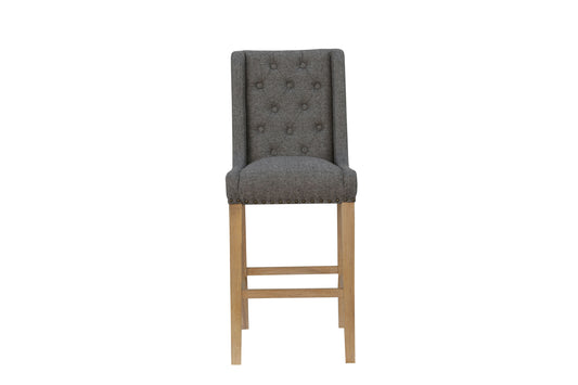 Dark Grey Buttoned Back Bar Stool