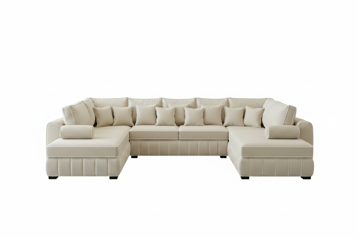 Lilly U Shape Sofa – Luxury Modern Fabric U Shaped Corner Sofa – Spacious Family Living Room Sofa