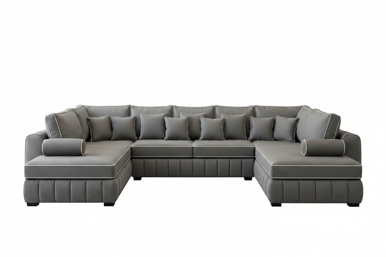 Lilly U Shape Sofa – Luxury Modern Fabric U Shaped Corner Sofa – Spacious Family Living Room Sofa