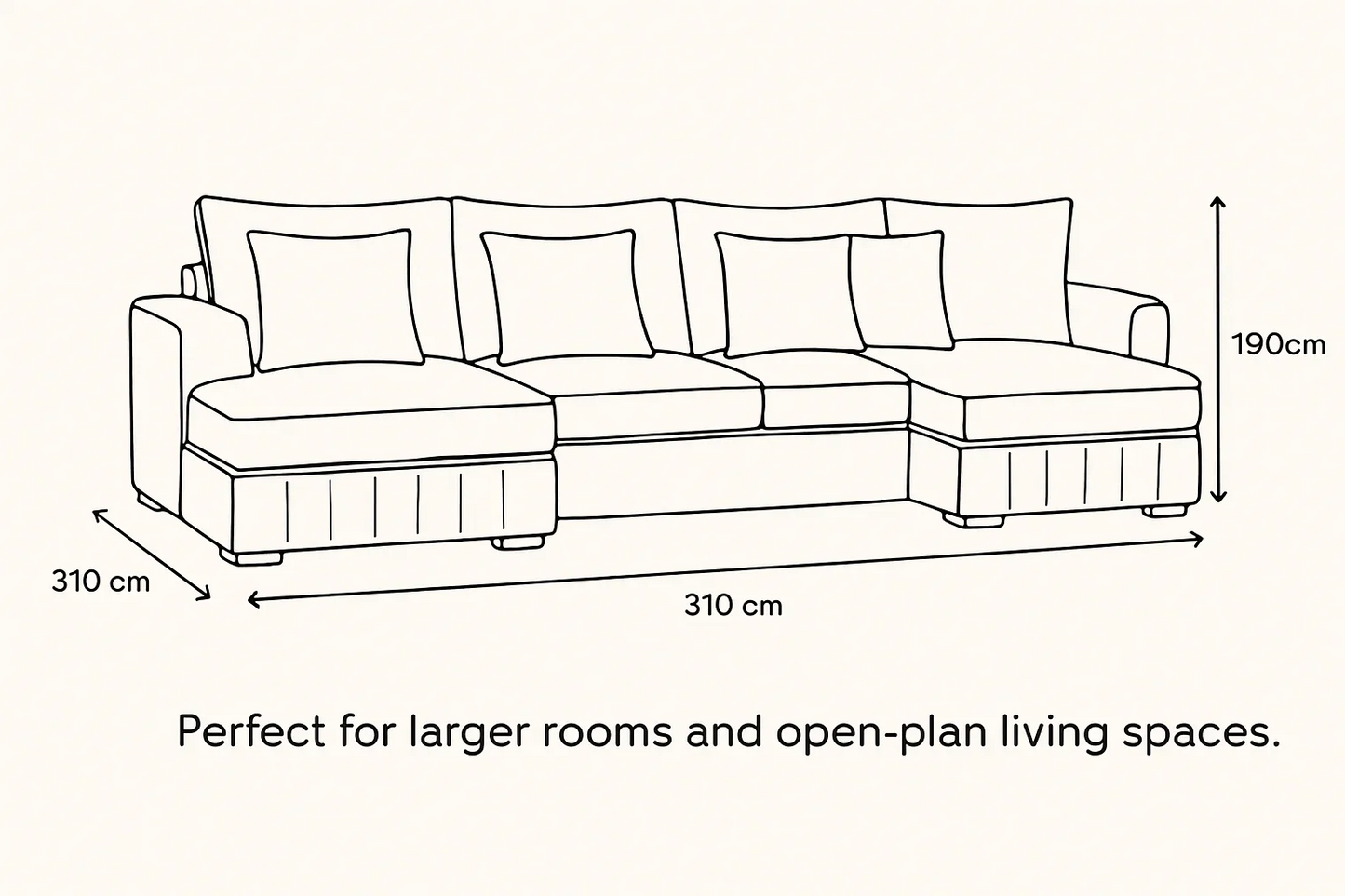 Lilly U-Shaped Corner Sofa – Light Cream