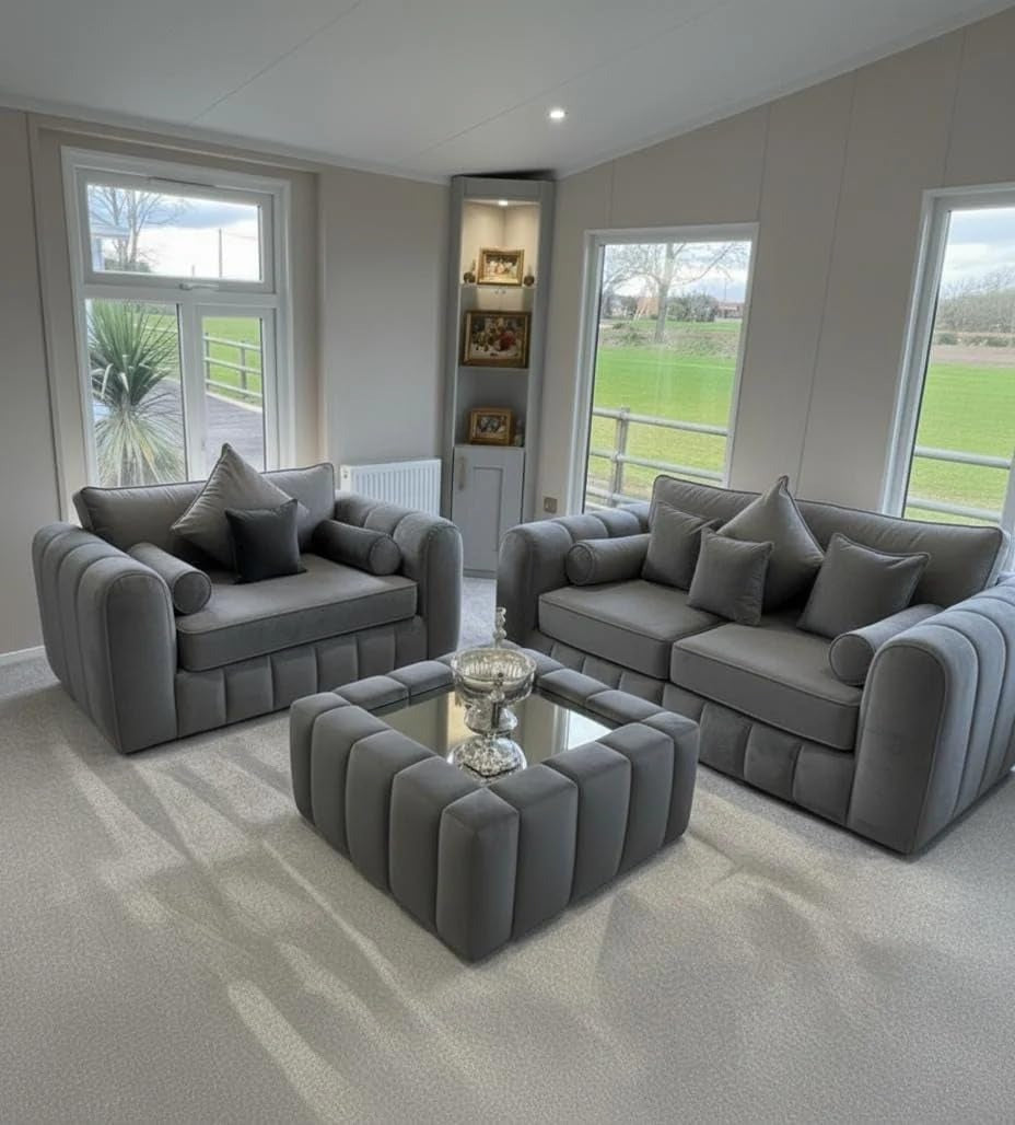 3+2 lilly Fabric Sofa Set with Free Coffee Table | Modern Living Room Sofa Set