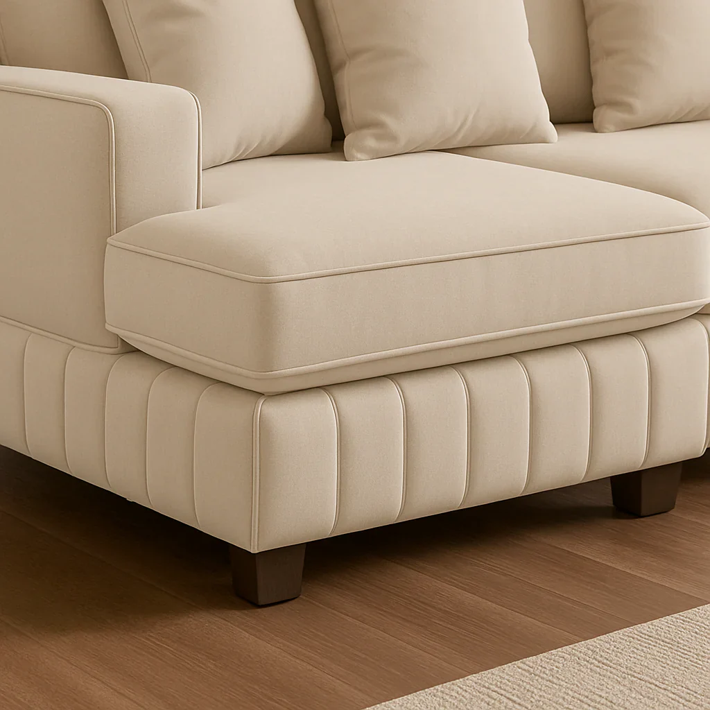 Lilly U-Shaped Corner Sofa – Light Cream