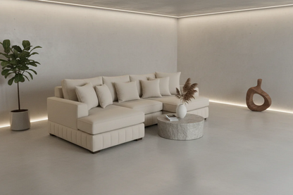 Lilly U-Shaped Corner Sofa – Light Cream