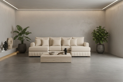 Lilly U-Shaped Corner Sofa – Light Cream