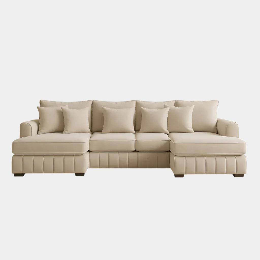 Lilly U-Shaped Corner Sofa – Light Cream