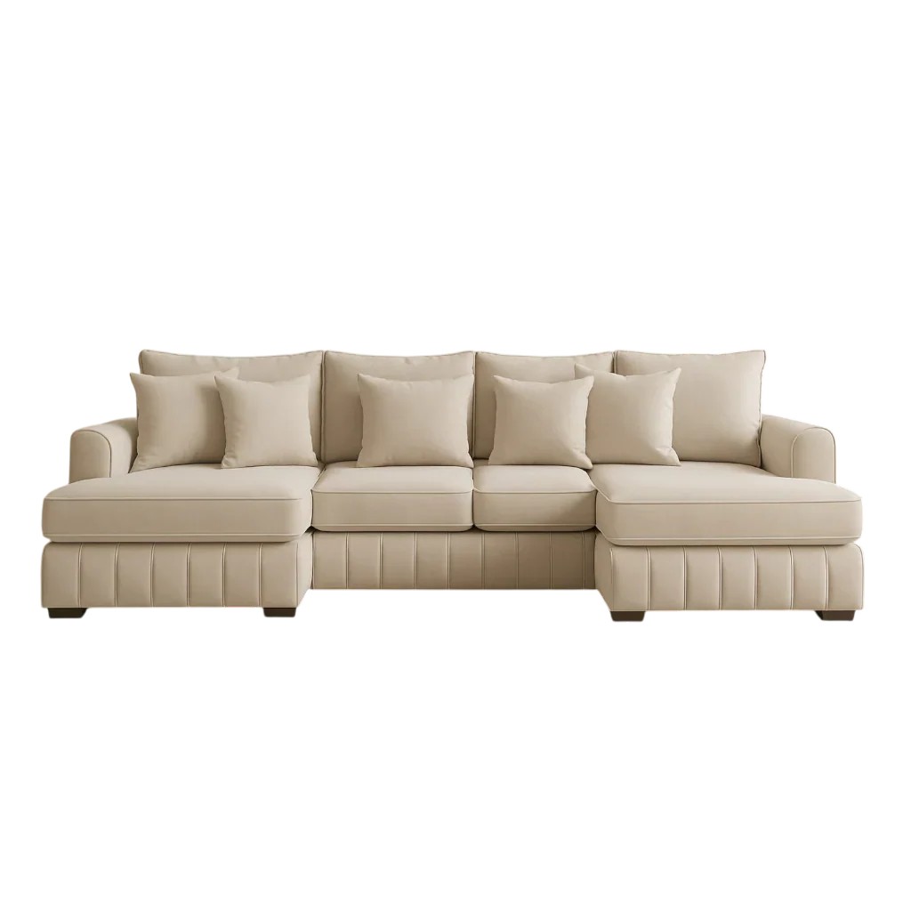 Lilly U-Shaped Corner Sofa – Light Cream