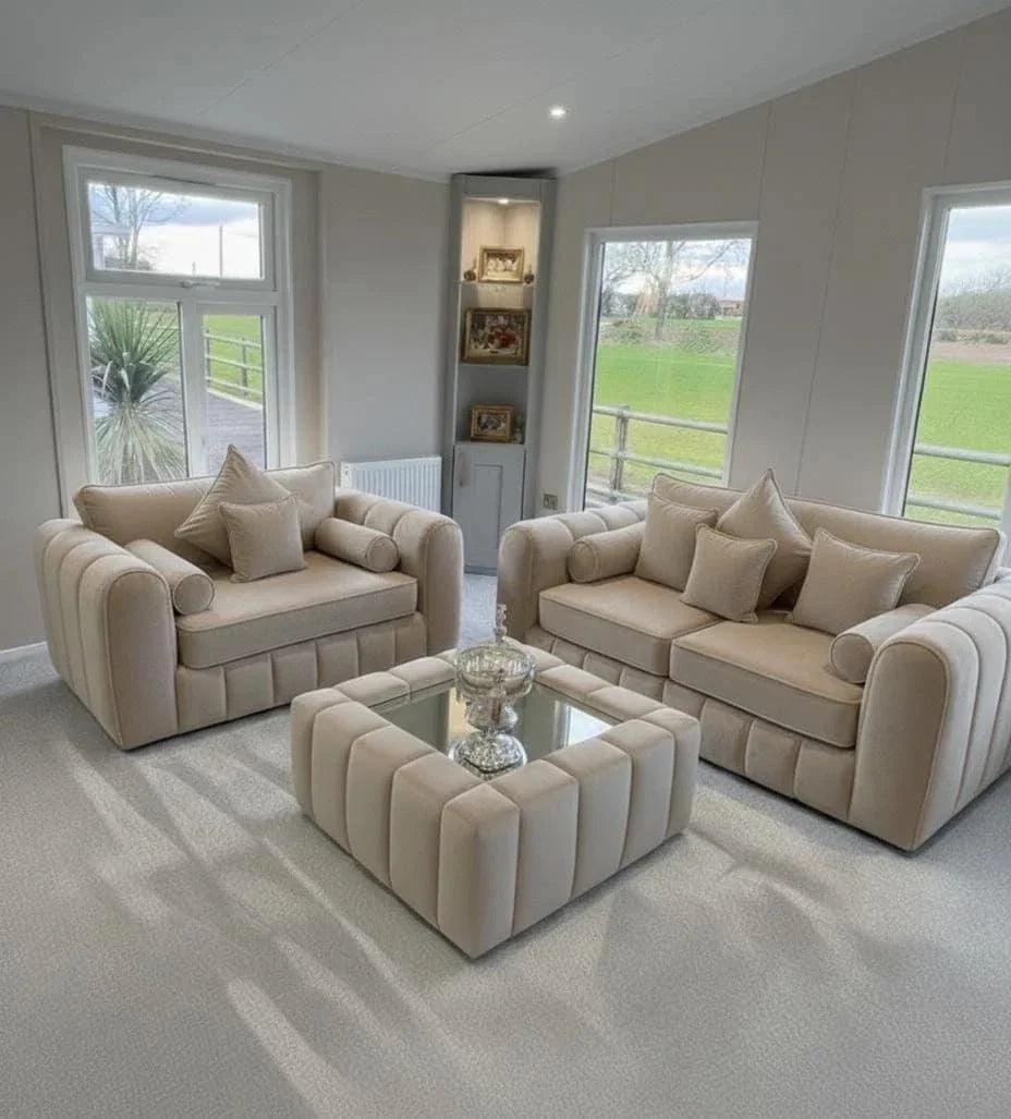 Lilly Fabric Sofa Set 3 + 2 Seater with Free Coffee Table | Modern Living Room